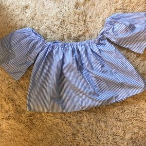 OFF THE SHOULDER STRIPE BELL TOP